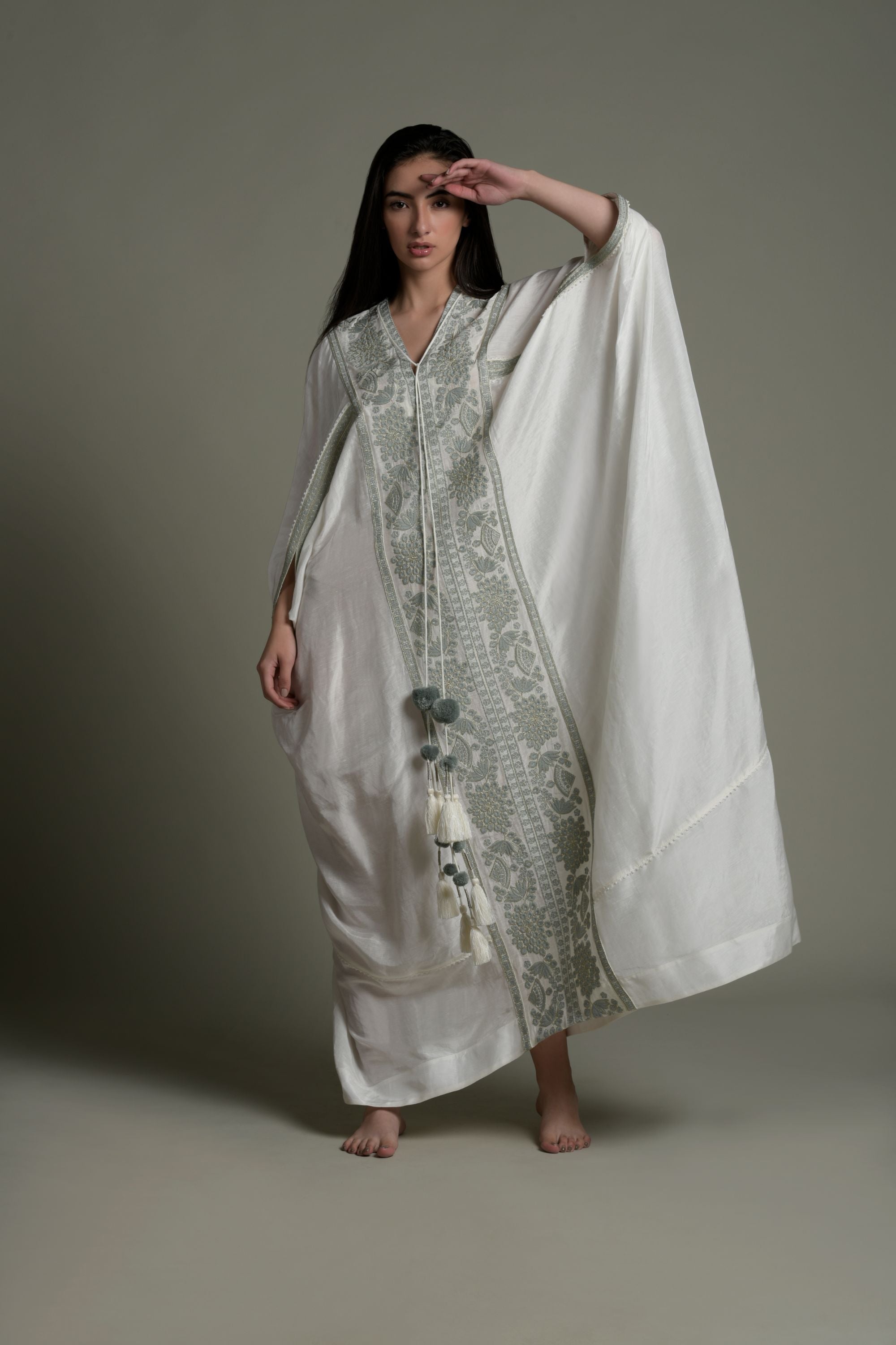 Sufi Embroidered Jalabiya with Inner Cotton Cami