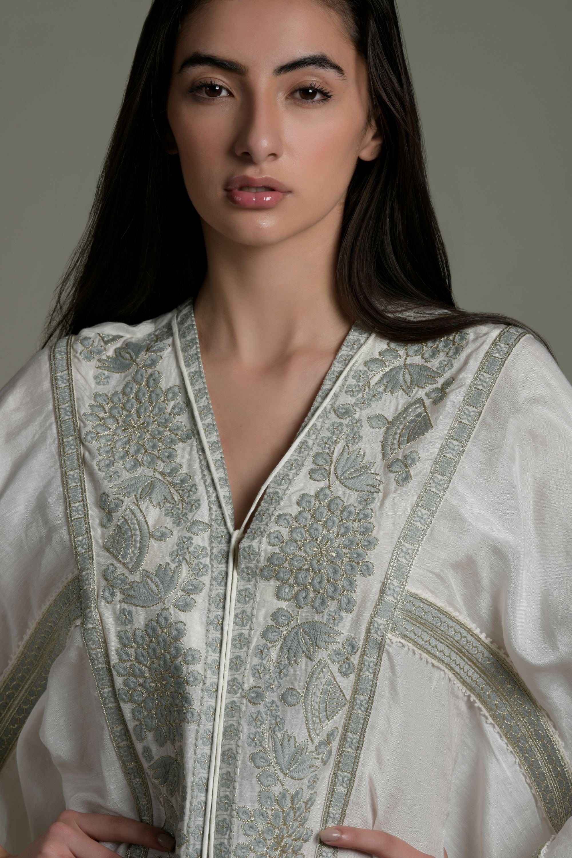 Sufi Embroidered Jalabiya with Inner Cotton Cami