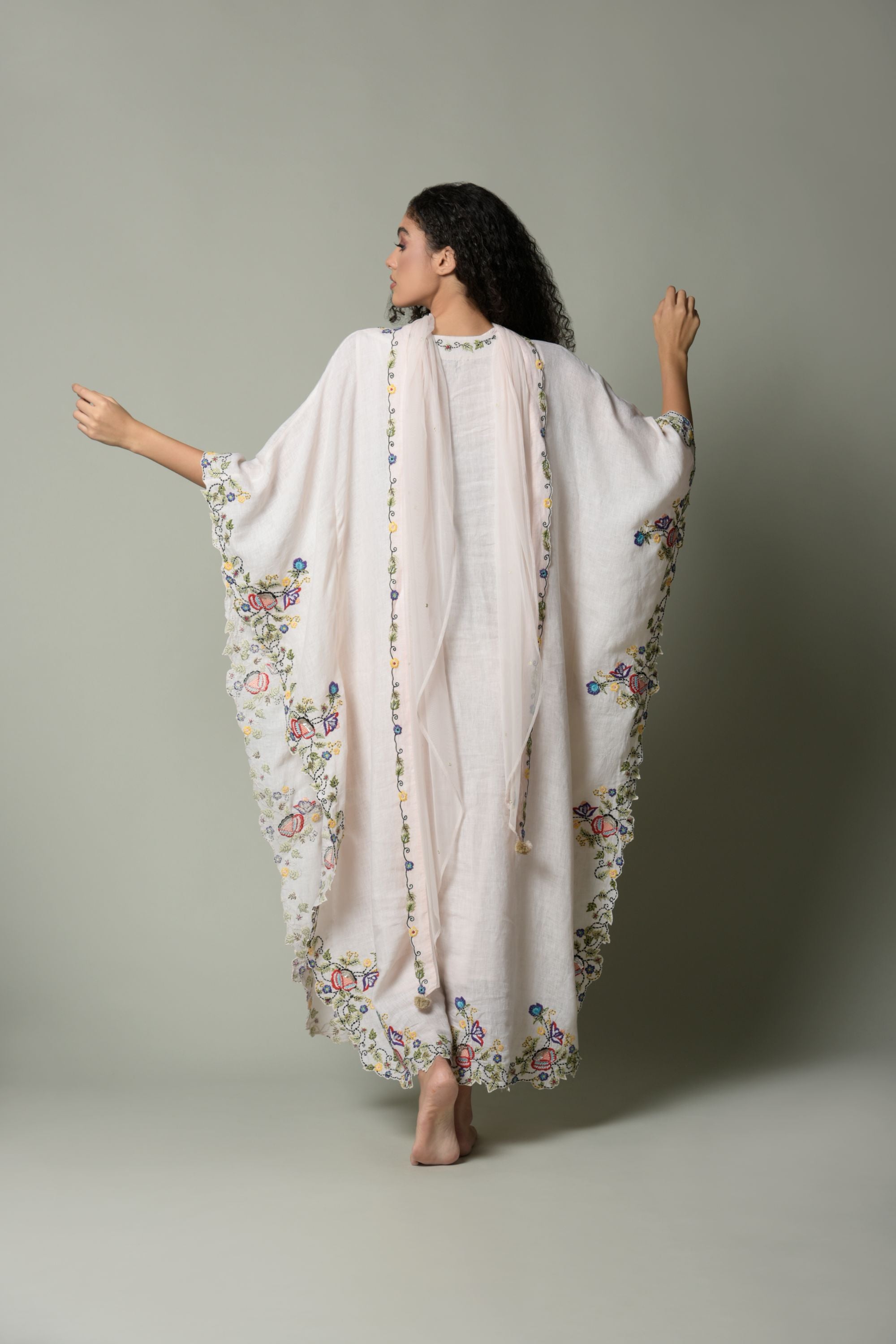 Misba Embroidered Jalabiya with Scarf & Inner Cotton Cami