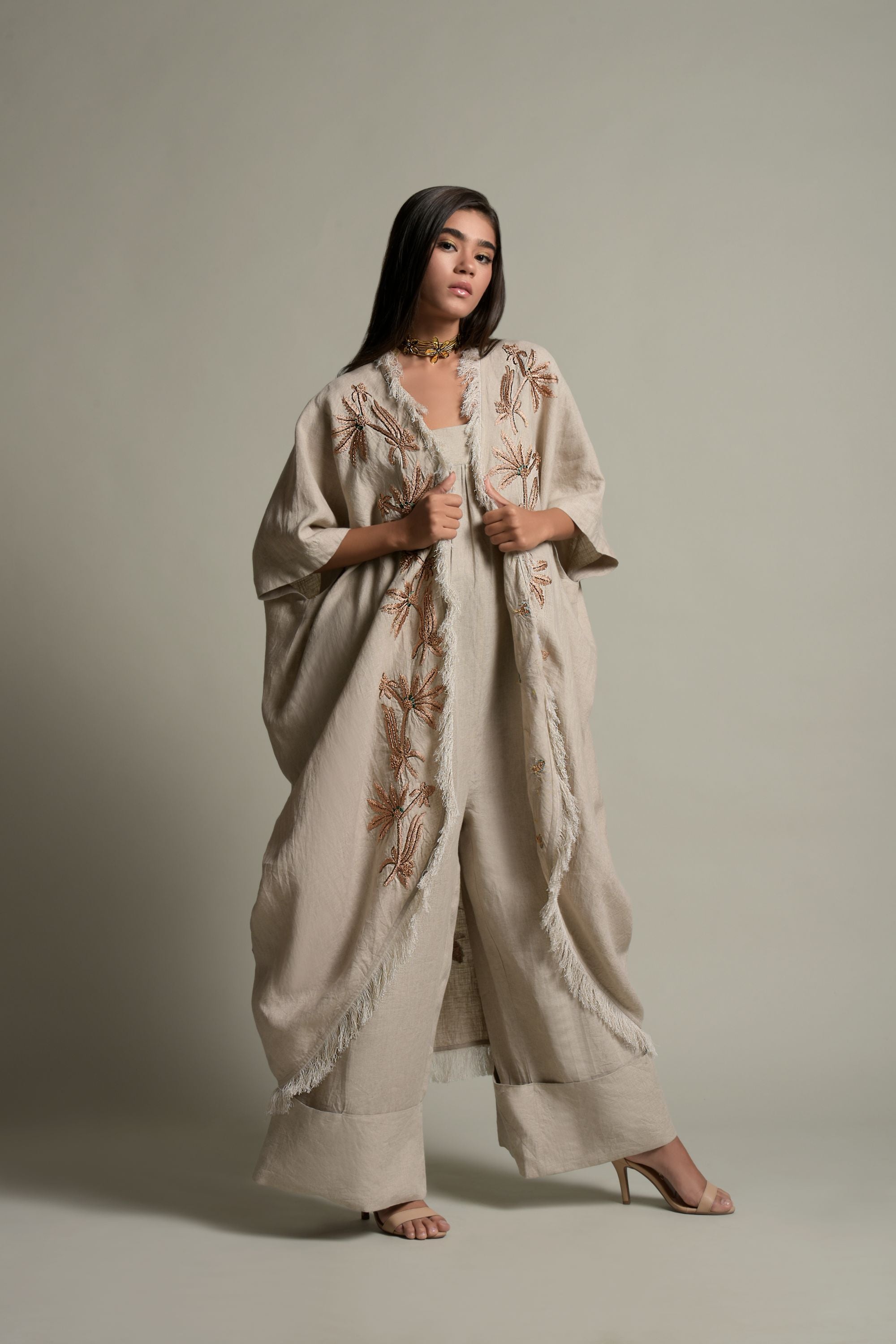 Jannat Embellished & Embroidered Bisht with Jumpsuit