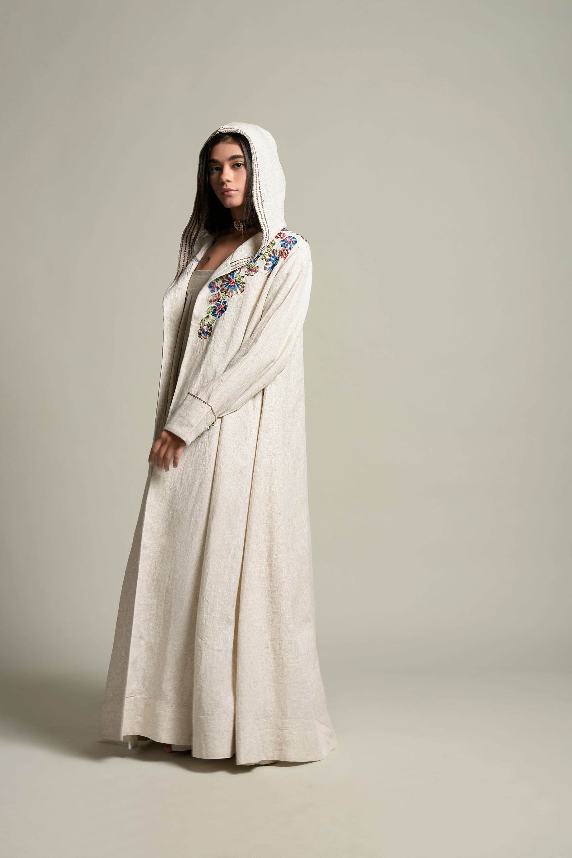 Meesha Embroidered Hooded Abaya