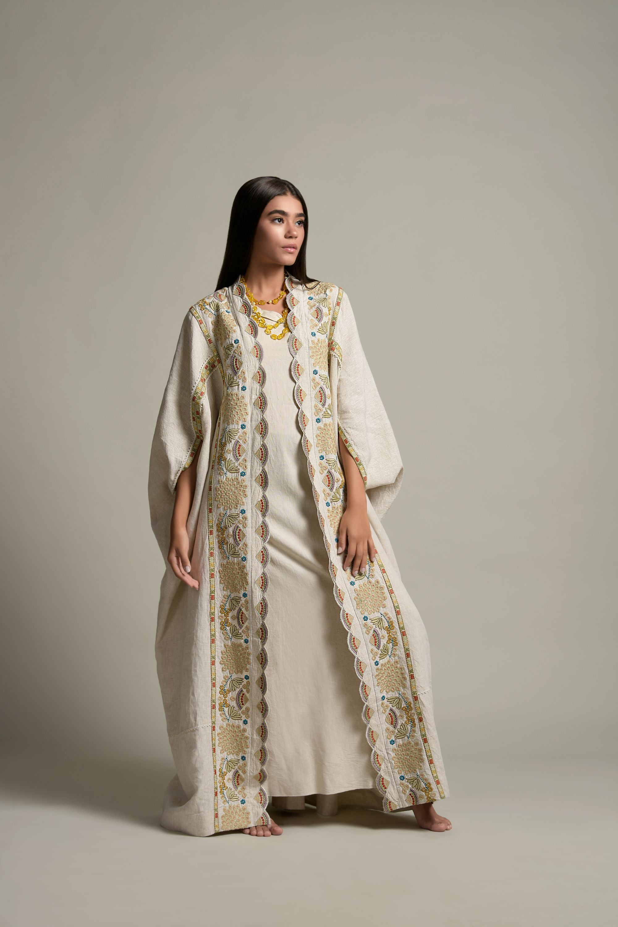 Rukhsana Embroidered Abaya with Inner Cotton Cami