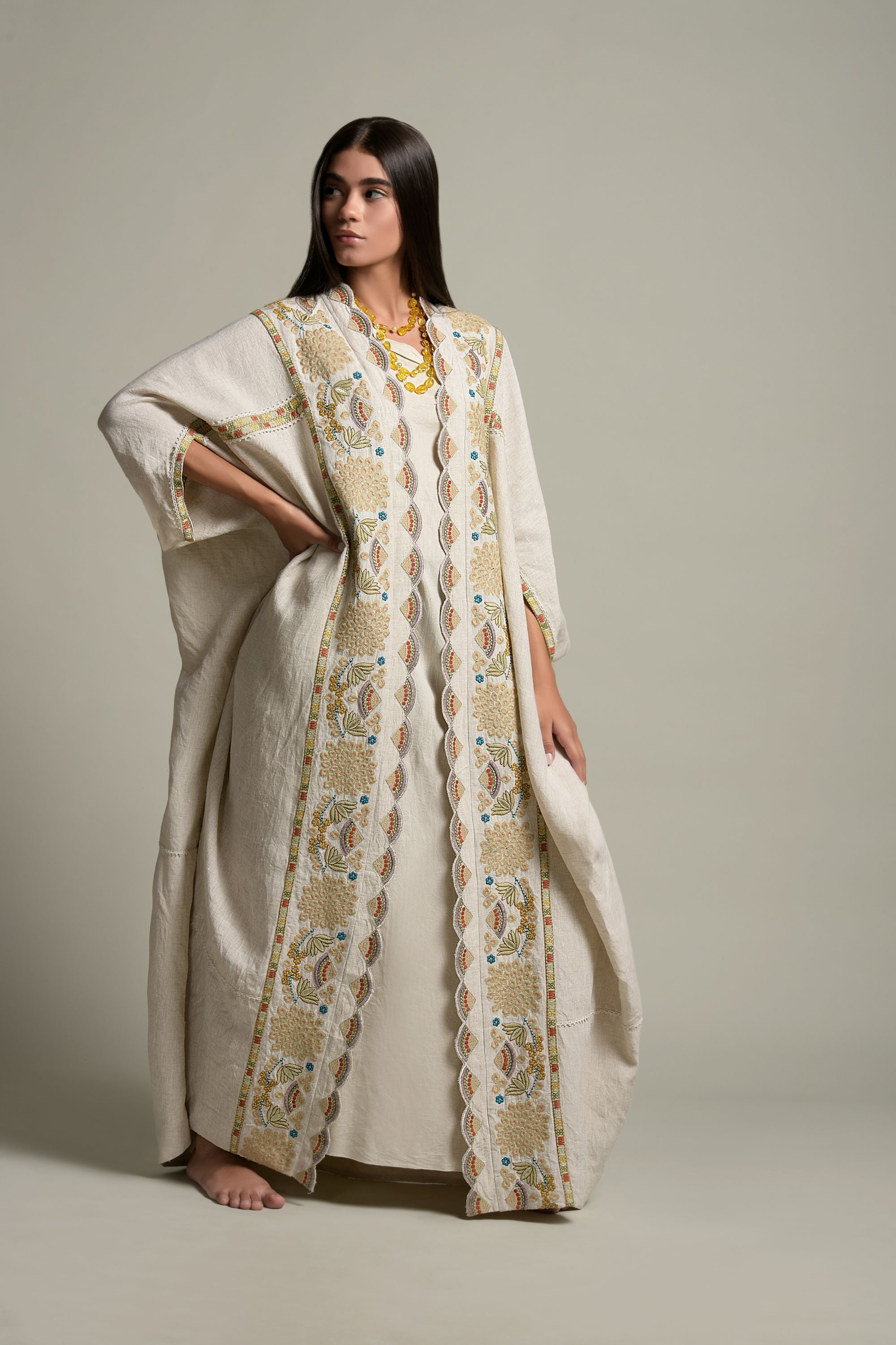 Rukhsana Embroidered Abaya with Inner Cotton Cami