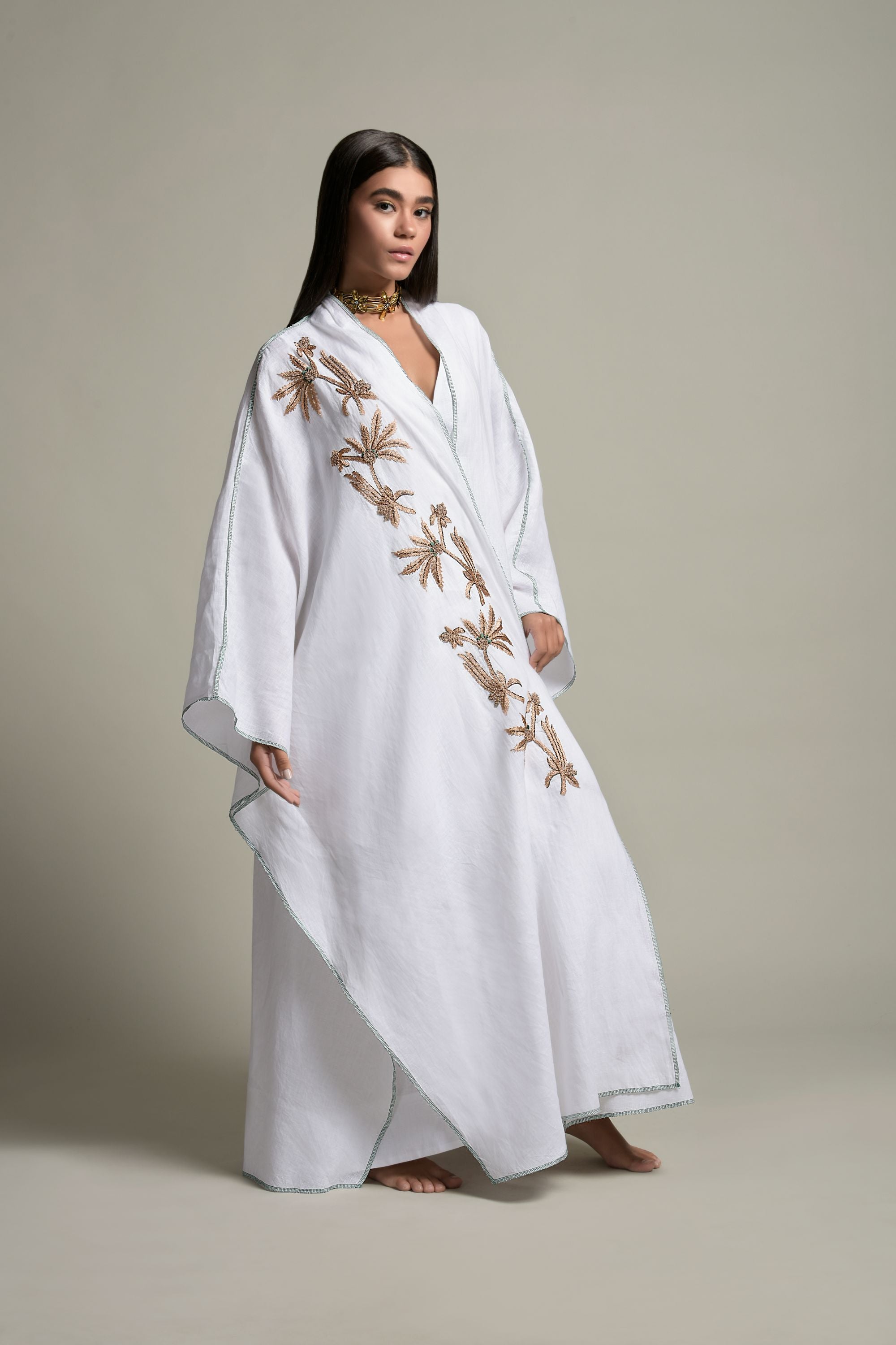 Dua Embroidered Abaya with Embellishment & Inner Cotton Dress