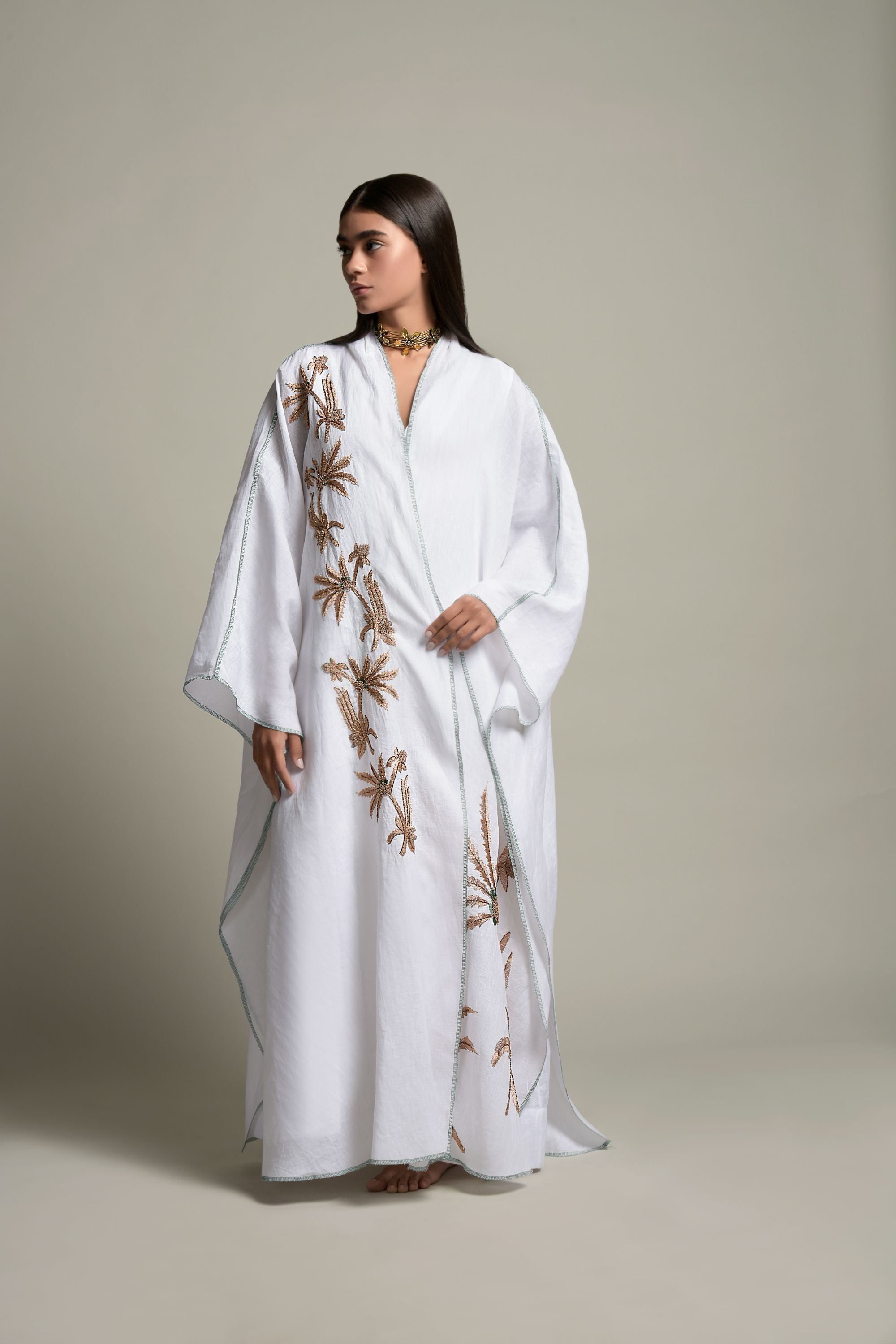 Dua Embroidered Abaya with Embellishment & Inner Cotton Dress