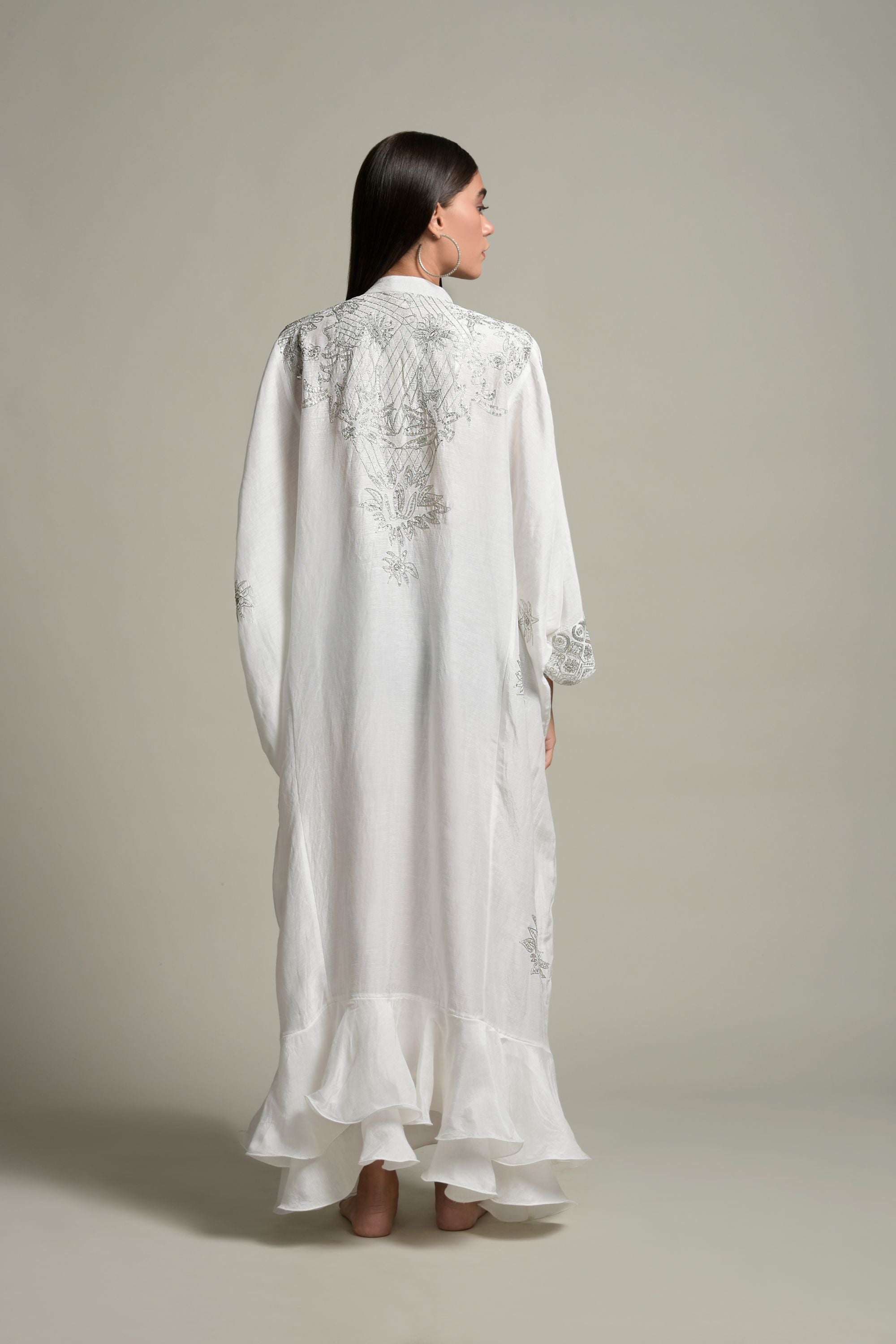 Nasira Embellished & Embroidered Jalabiya with Inner Cotton Cami