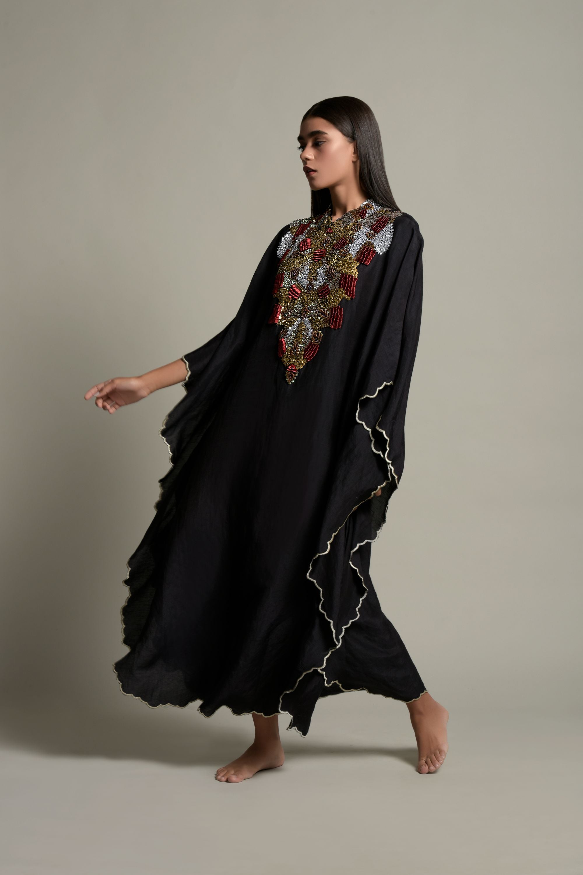 Mehram Embellished Jalabiya with Inner Cotton Cami