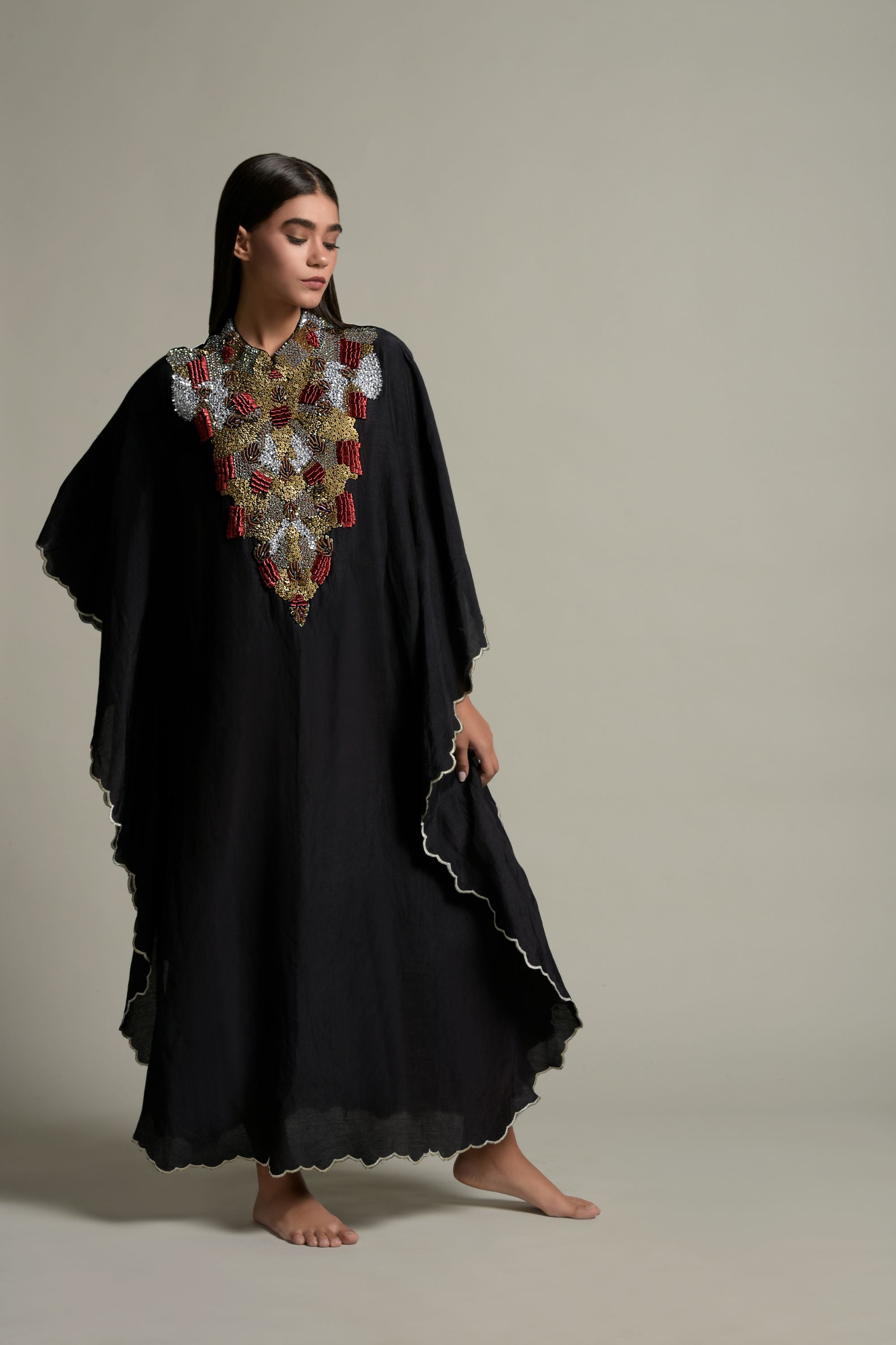 Mehram Embellished Jalabiya with Inner Cotton Cami