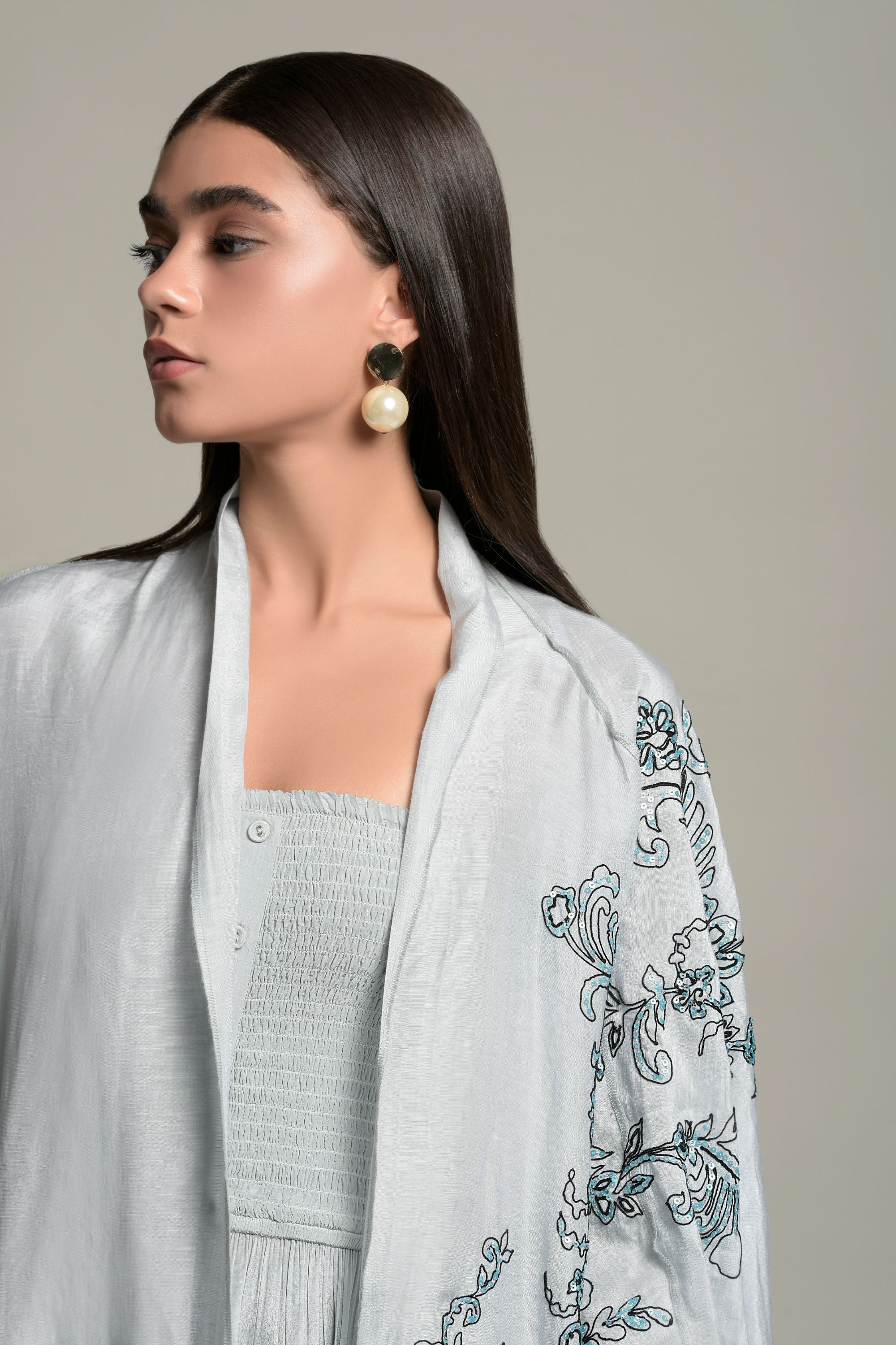 Daisha Embellished & Embroidered Abaya with Inner Cotton Dress