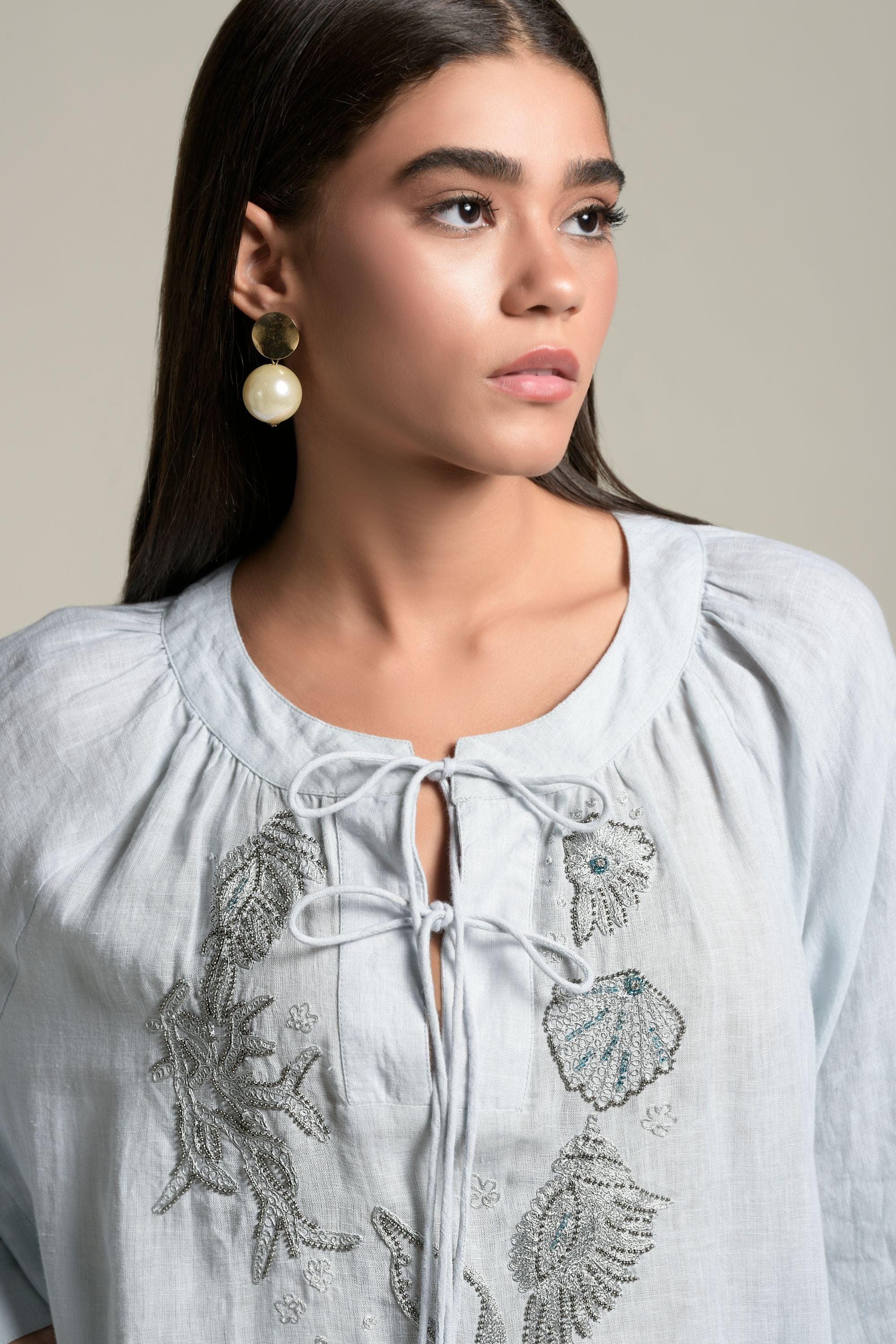 Faiza Embellished & Embroidered Long Jalabiya