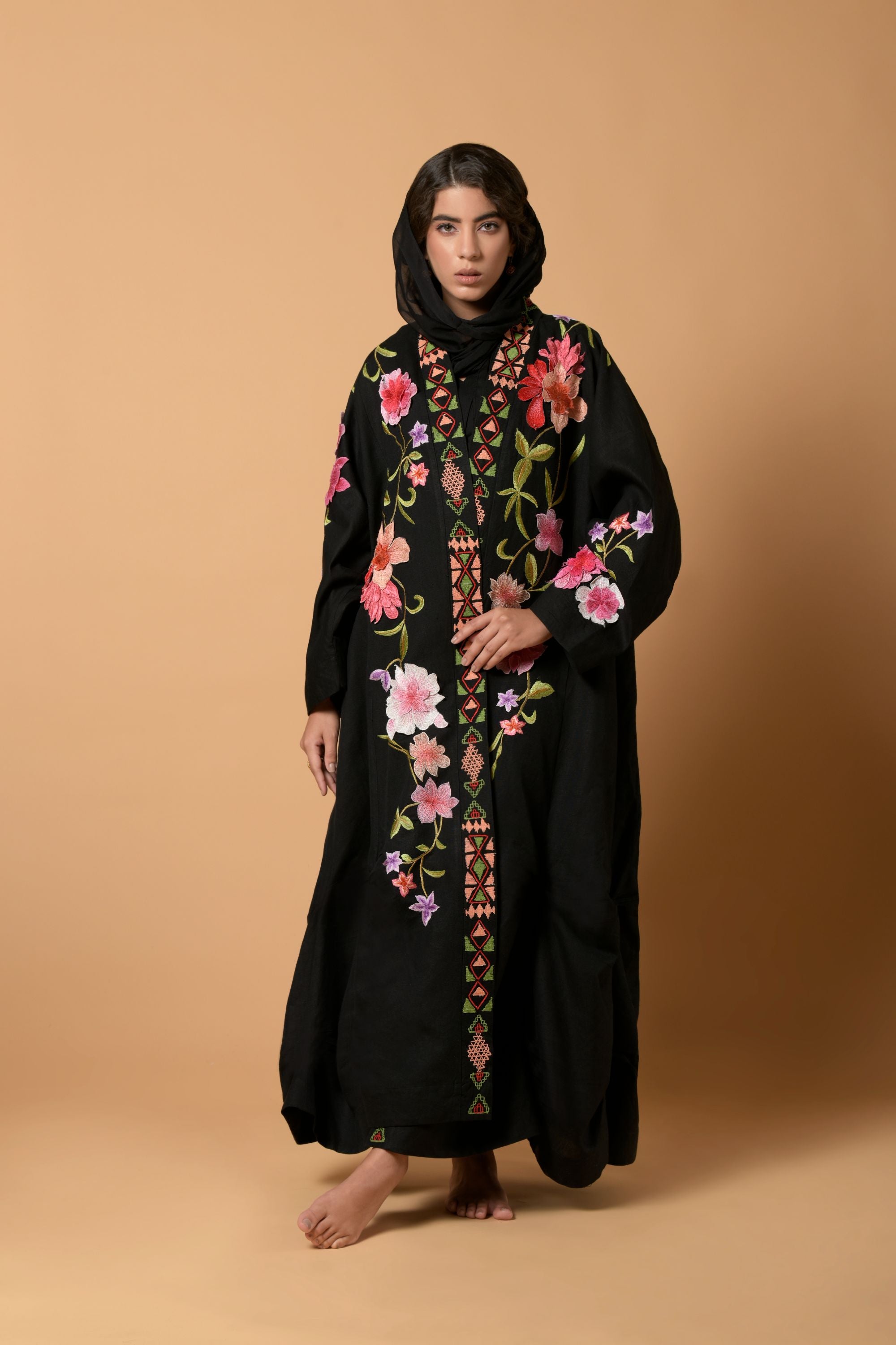 Gazala Flora Noir Abaya