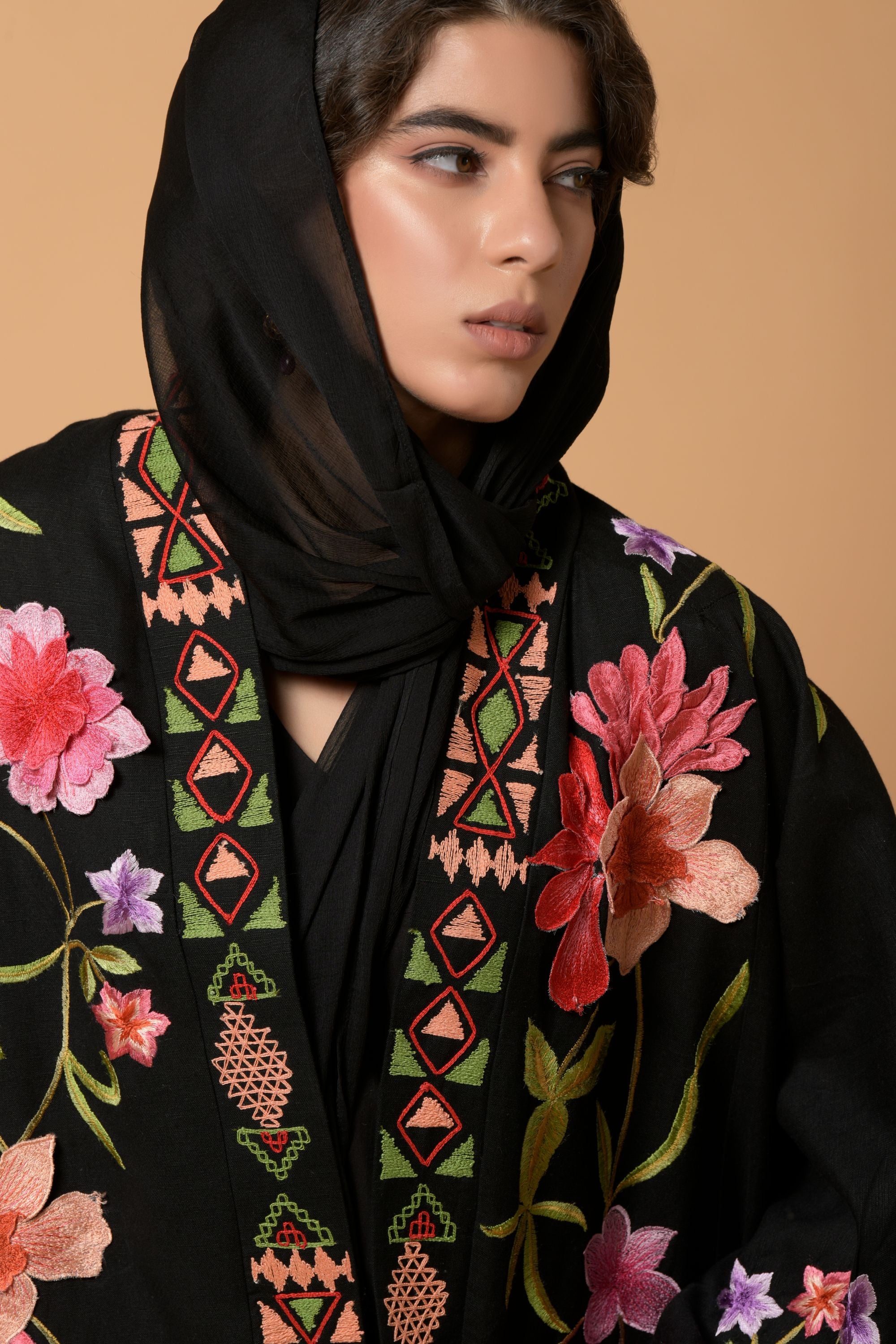 Gazala Flora Noir Abaya