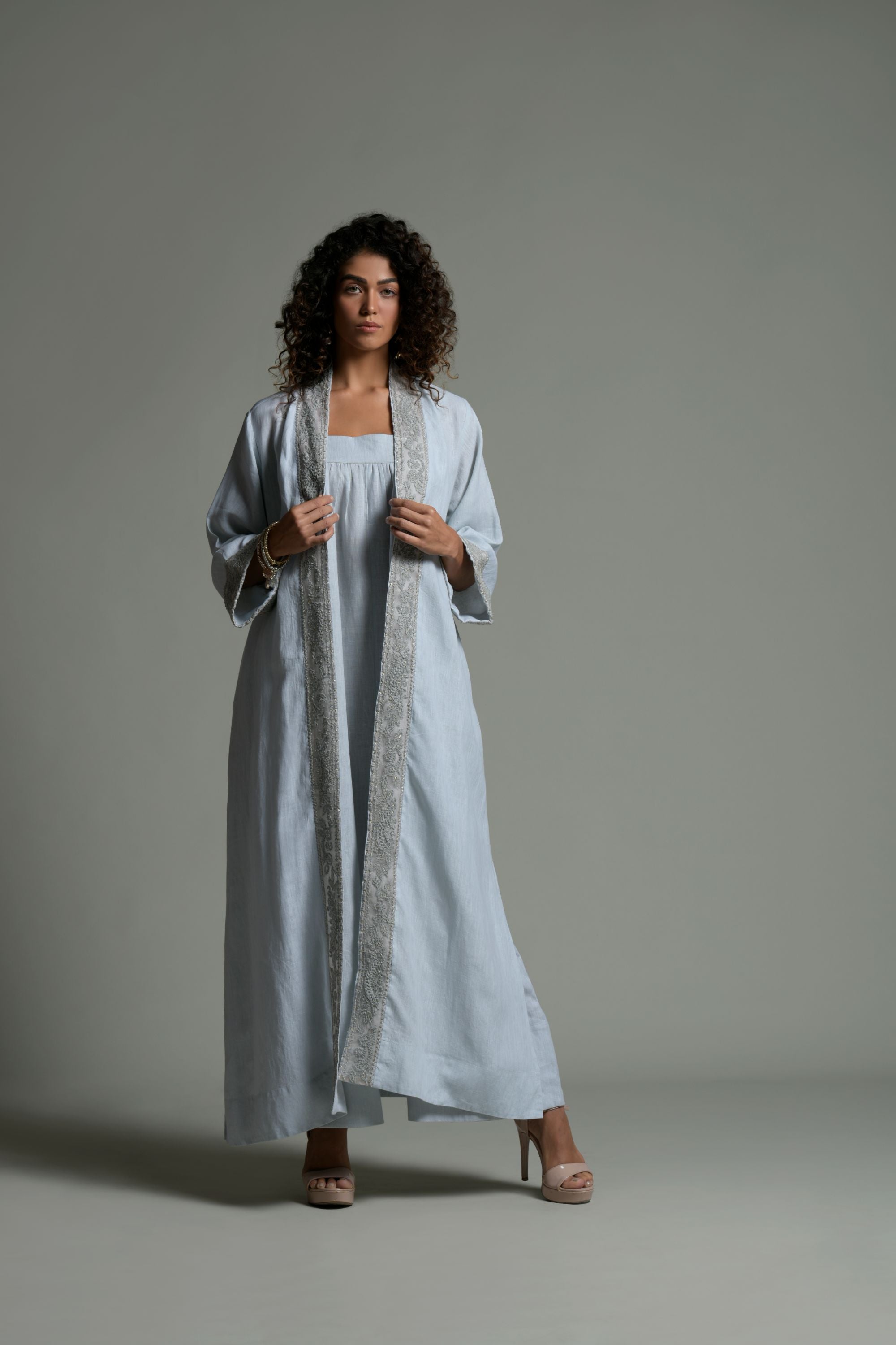 Hameeda Embroidered Abaya with Jumpsuit