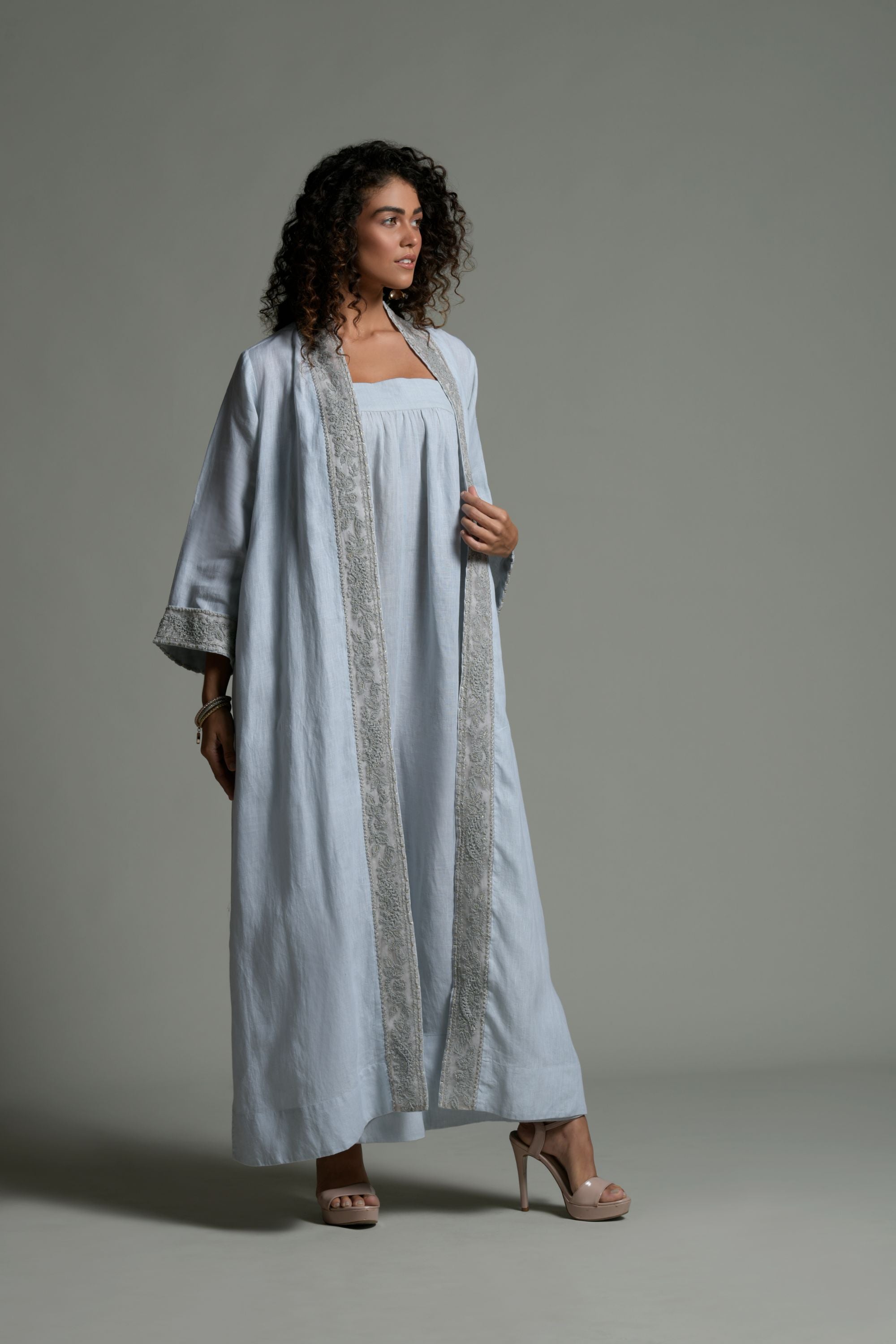 Hameeda Embroidered Abaya with Jumpsuit