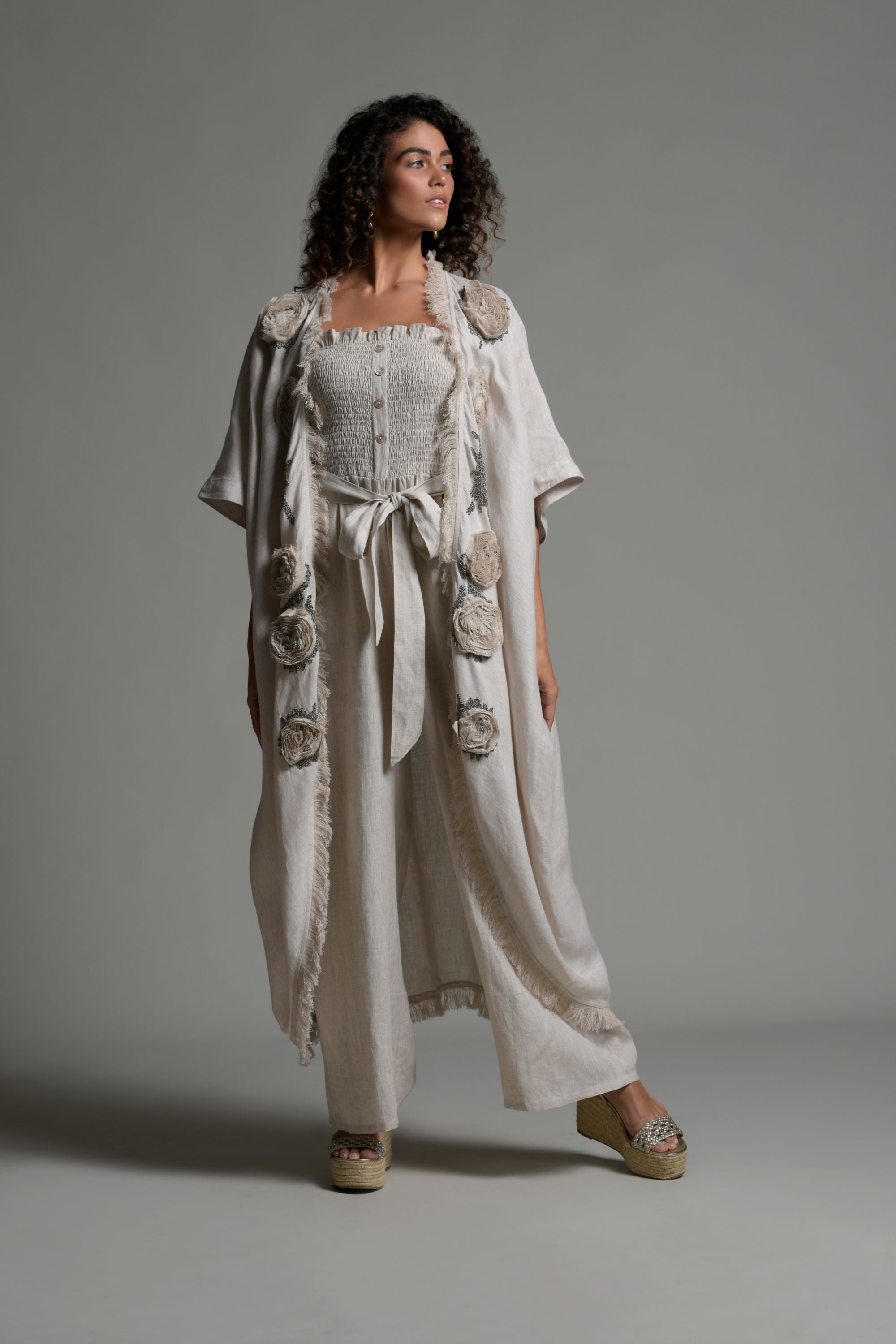 Karimah Embellished Bisht with Jumpsuit