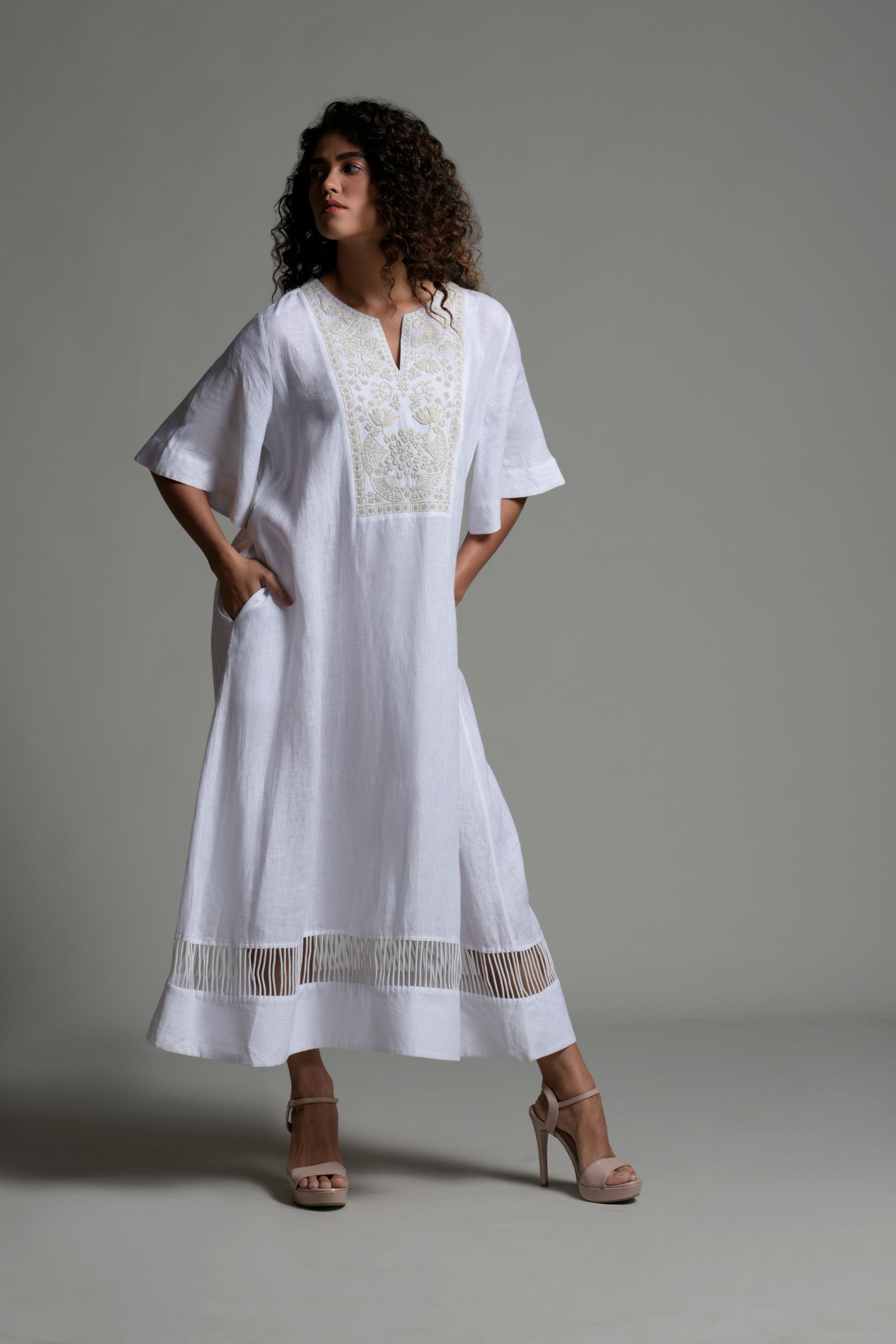 Fauzia Embroidered Long Jalabiya