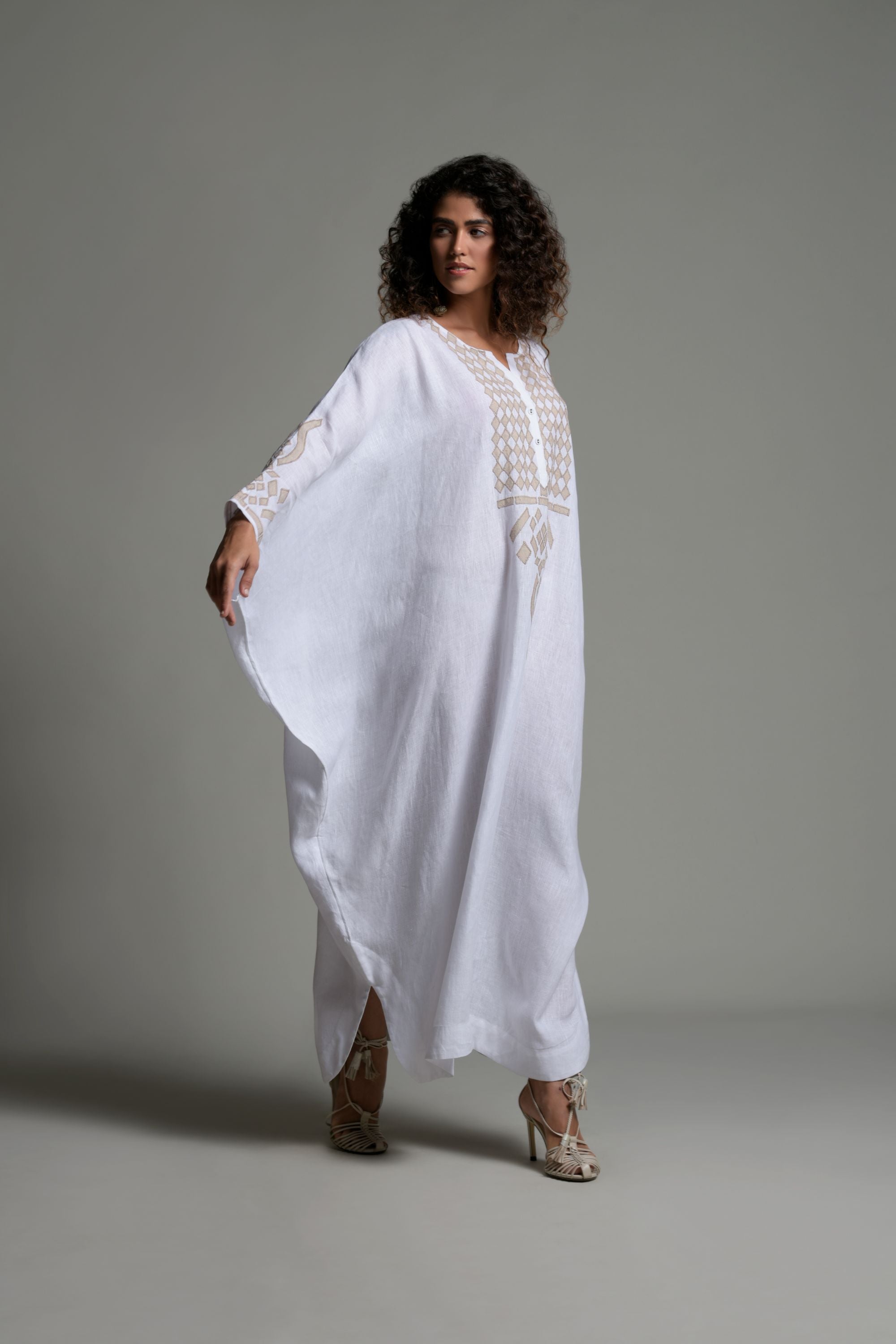 Nashita Embroidered Jalabiya with Inner Cotton Cami