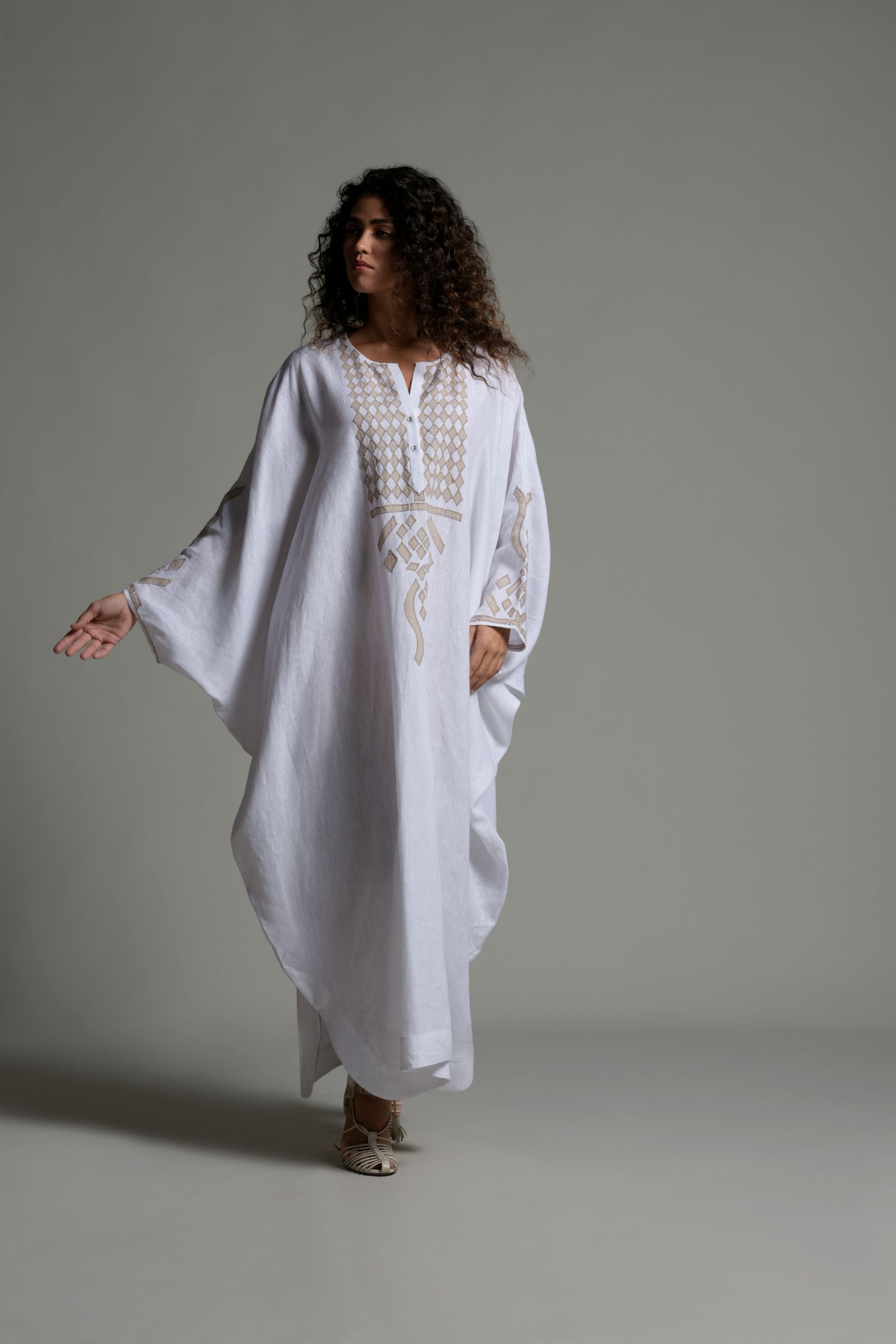 Nashita Embroidered Jalabiya with Inner Cotton Cami