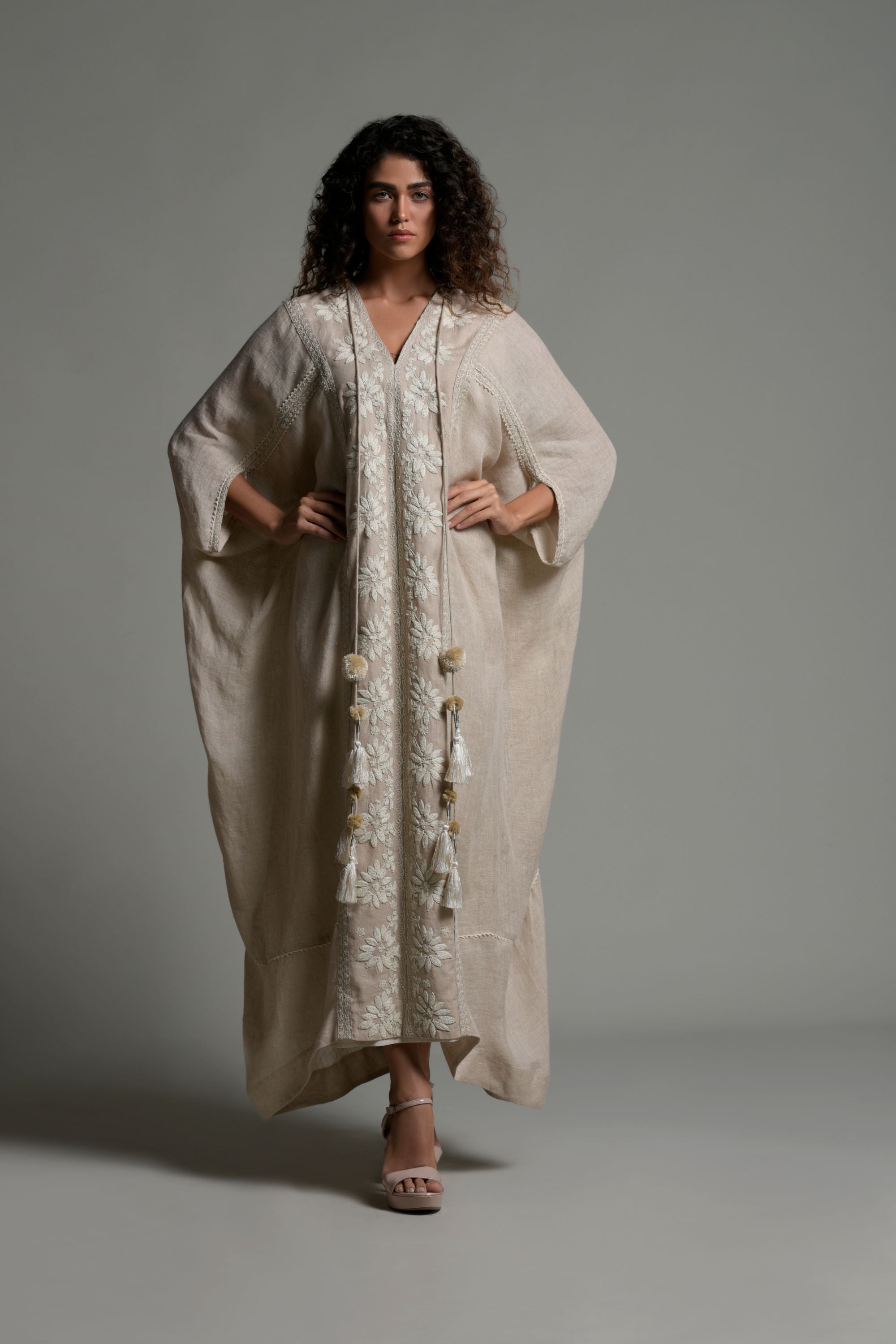 Rizwana Embroidered Jalabiya with Inner Cotton Cami