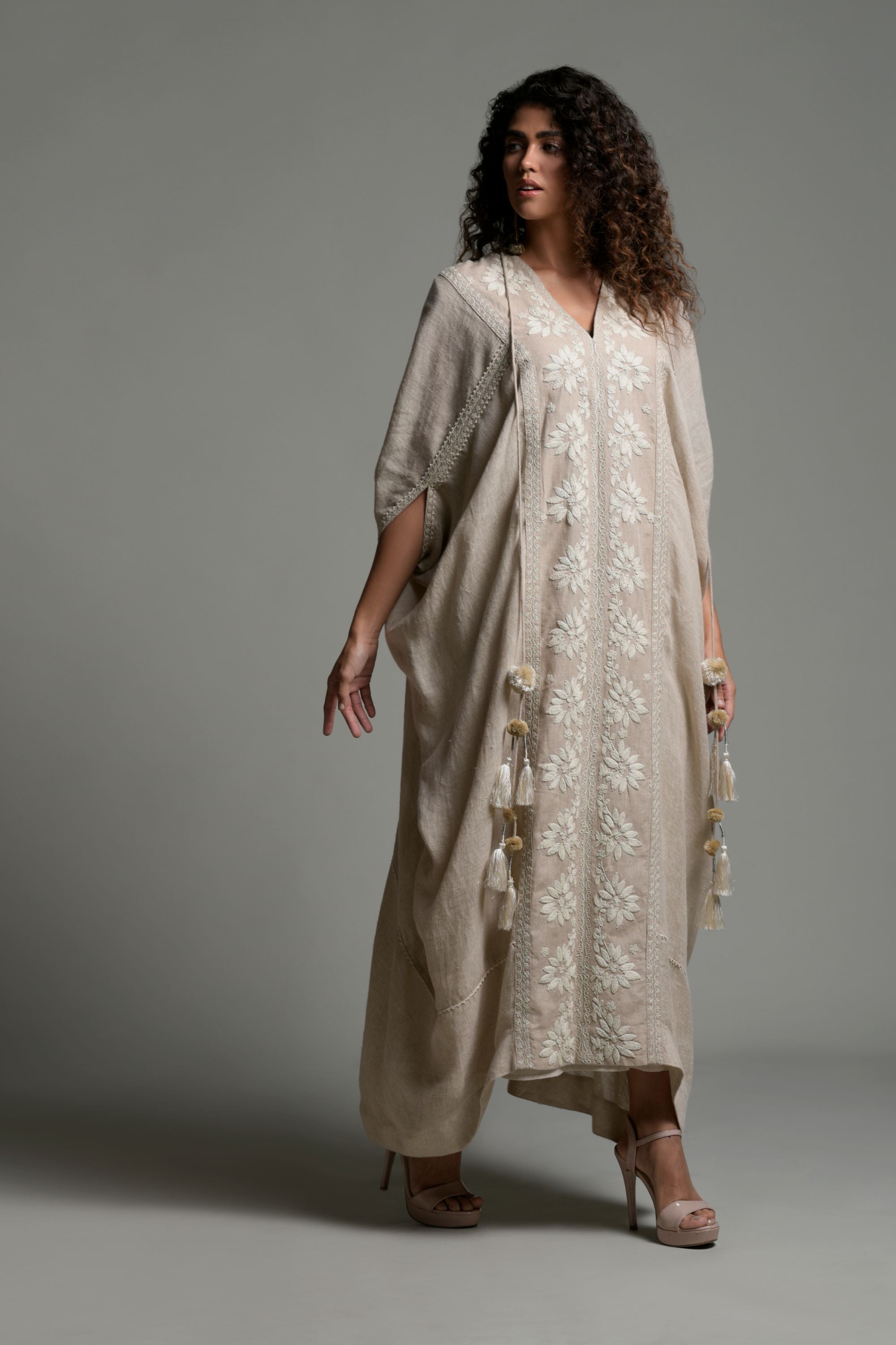 Rizwana Embroidered Jalabiya with Inner Cotton Cami