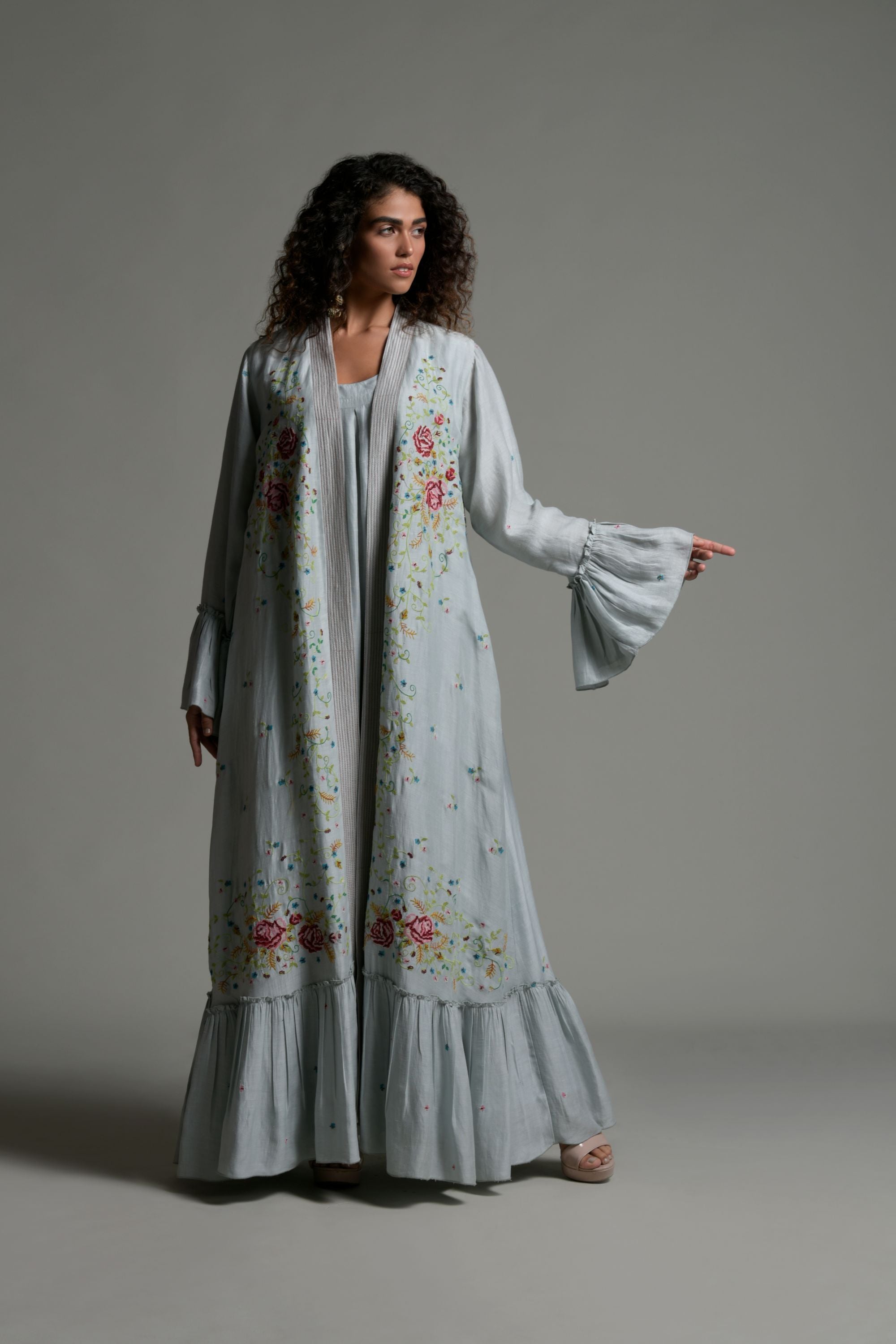 Hamra Embroidered Abaya with Inner Dress