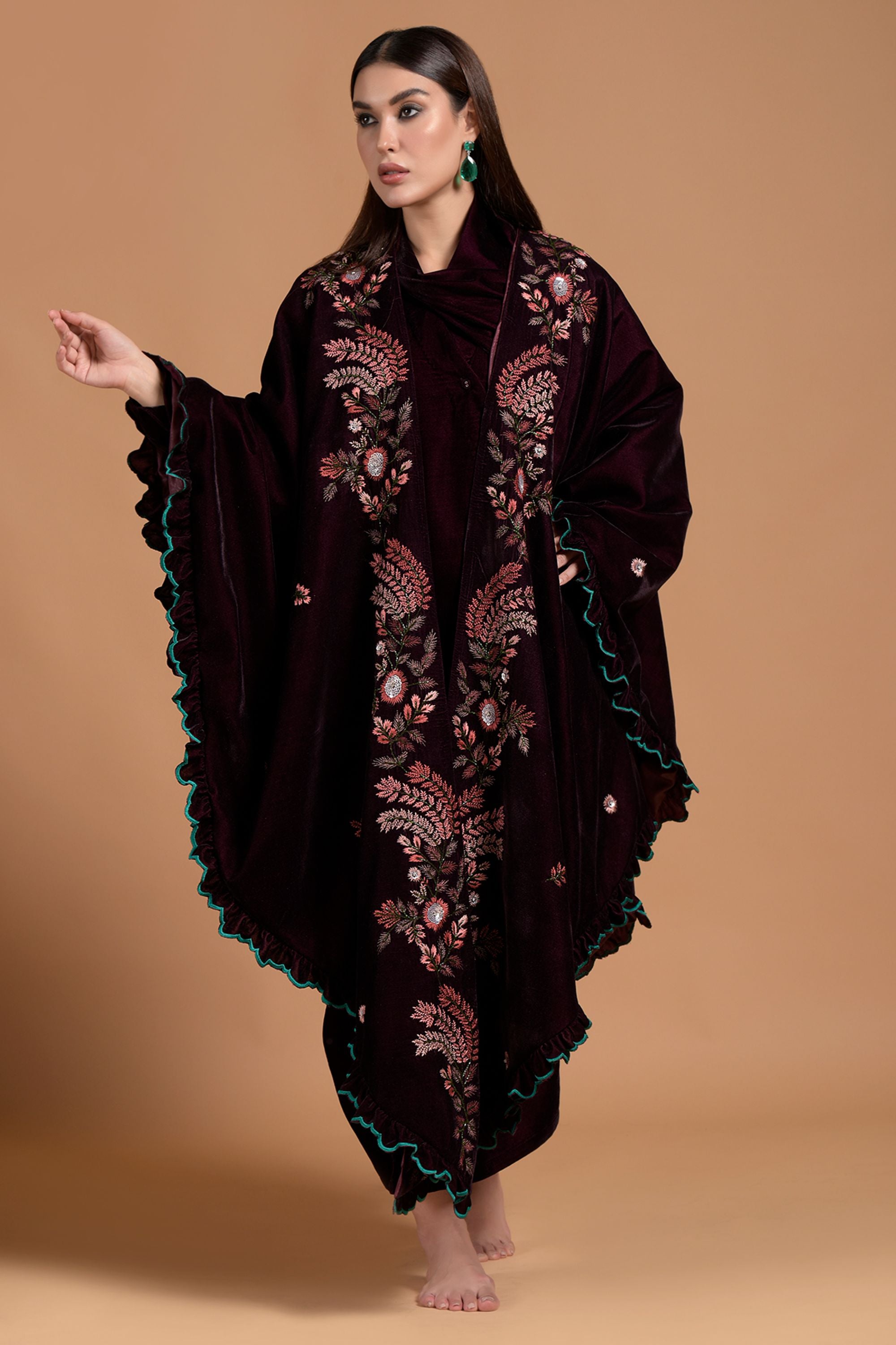 Amyrah Embellished & Embroidered Cape