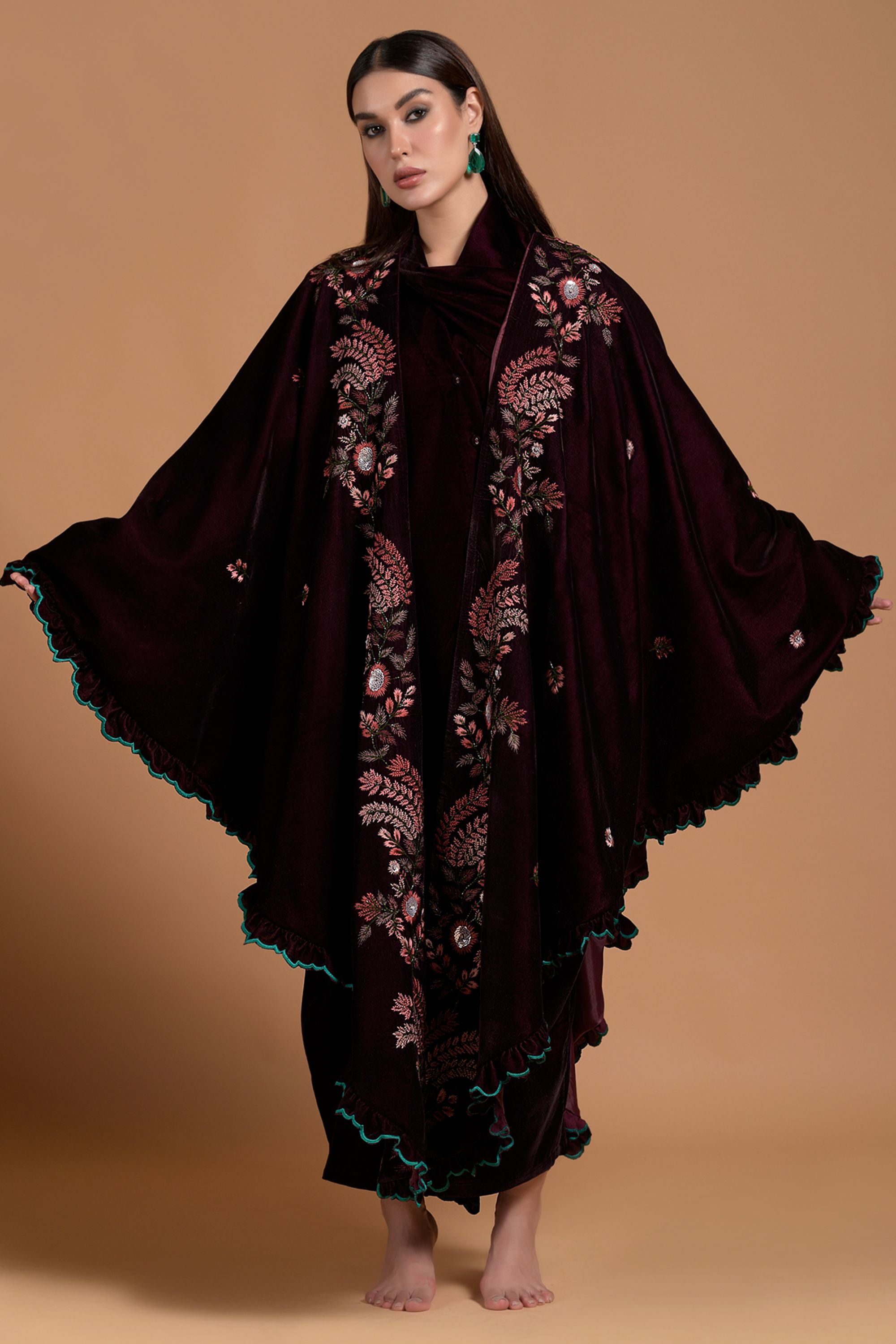 Amyrah Embellished & Embroidered Cape