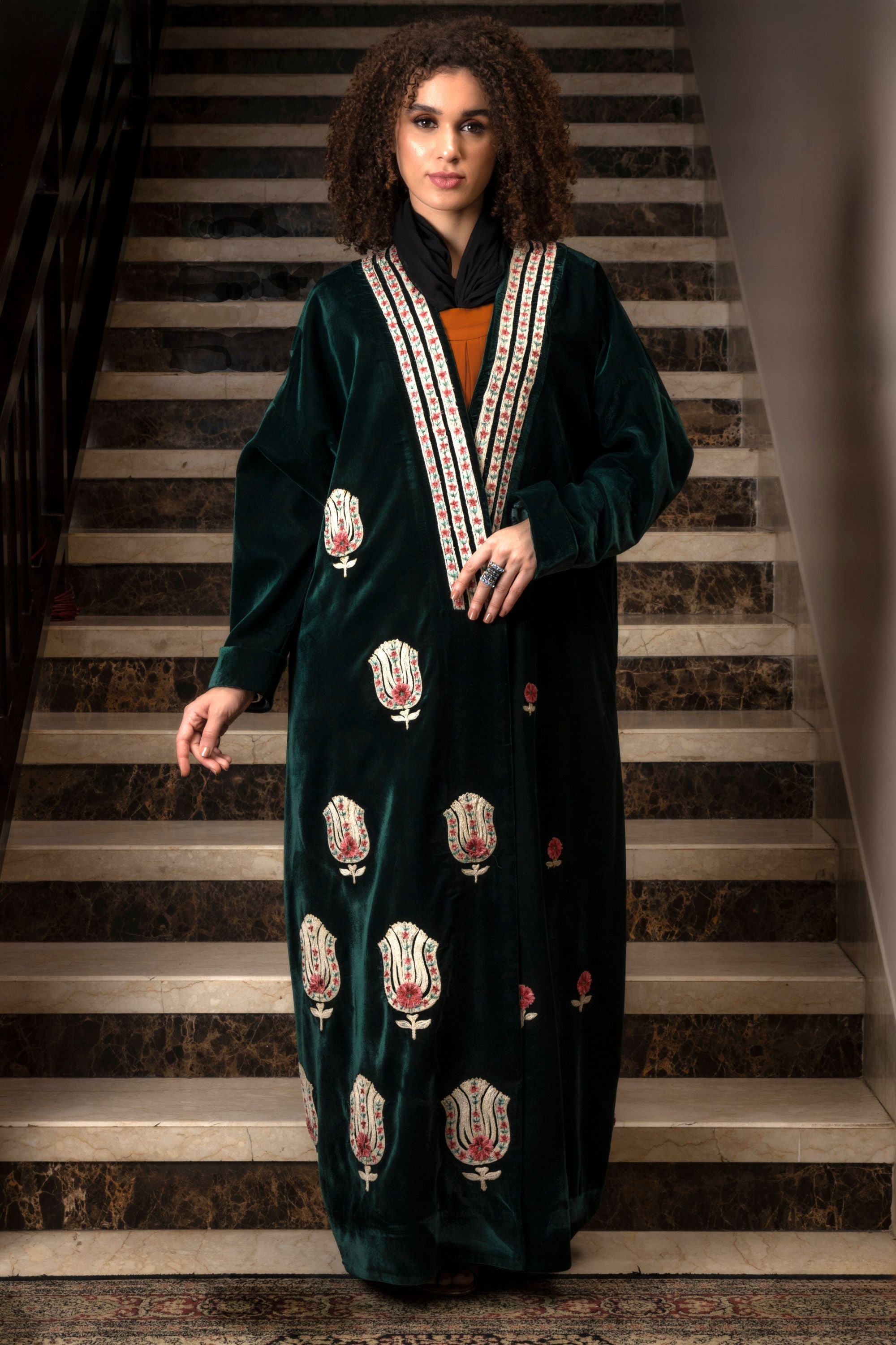 Daneen Embroidered Abaya with Sheila