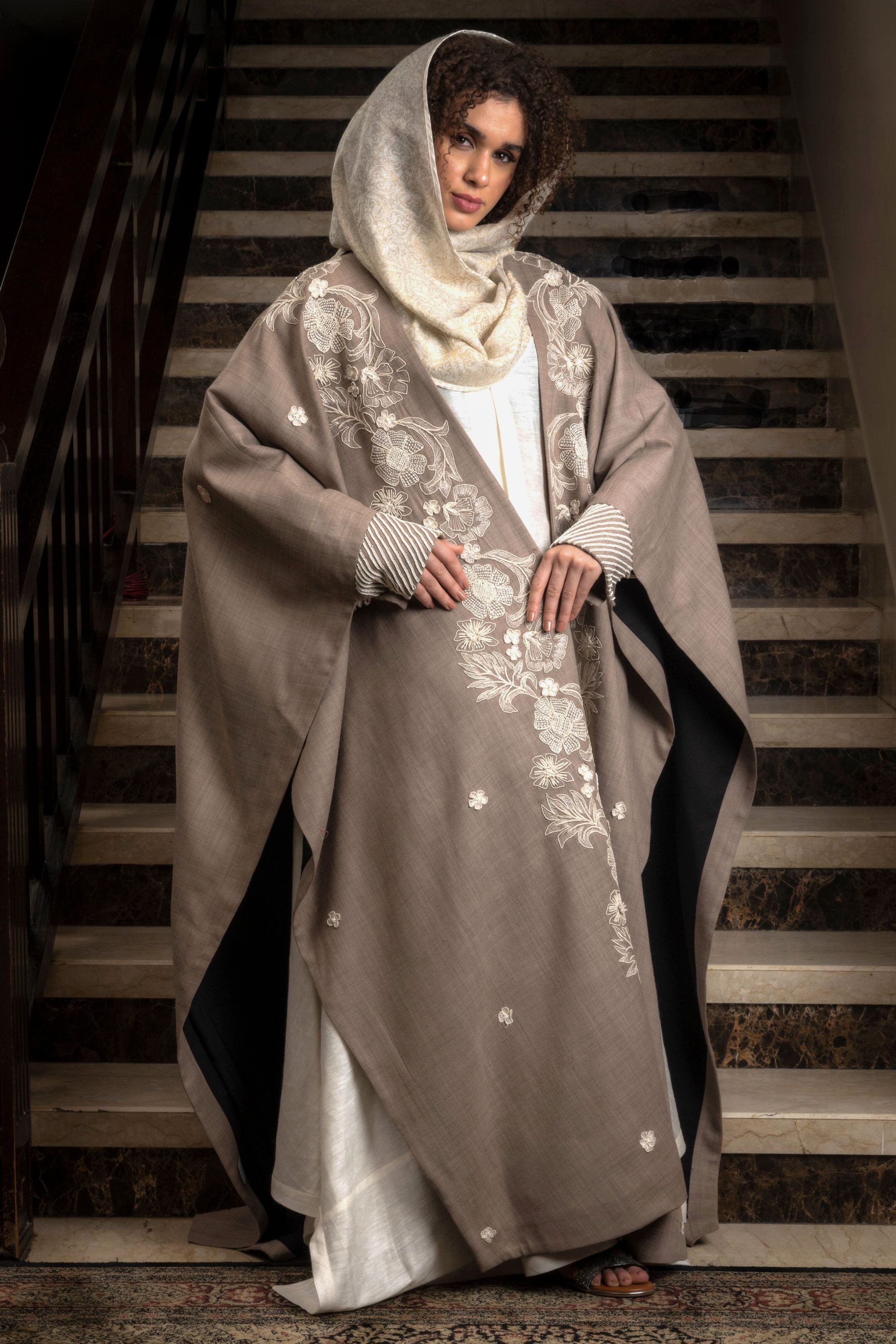 Bareen Embroidered Cape with Sheila